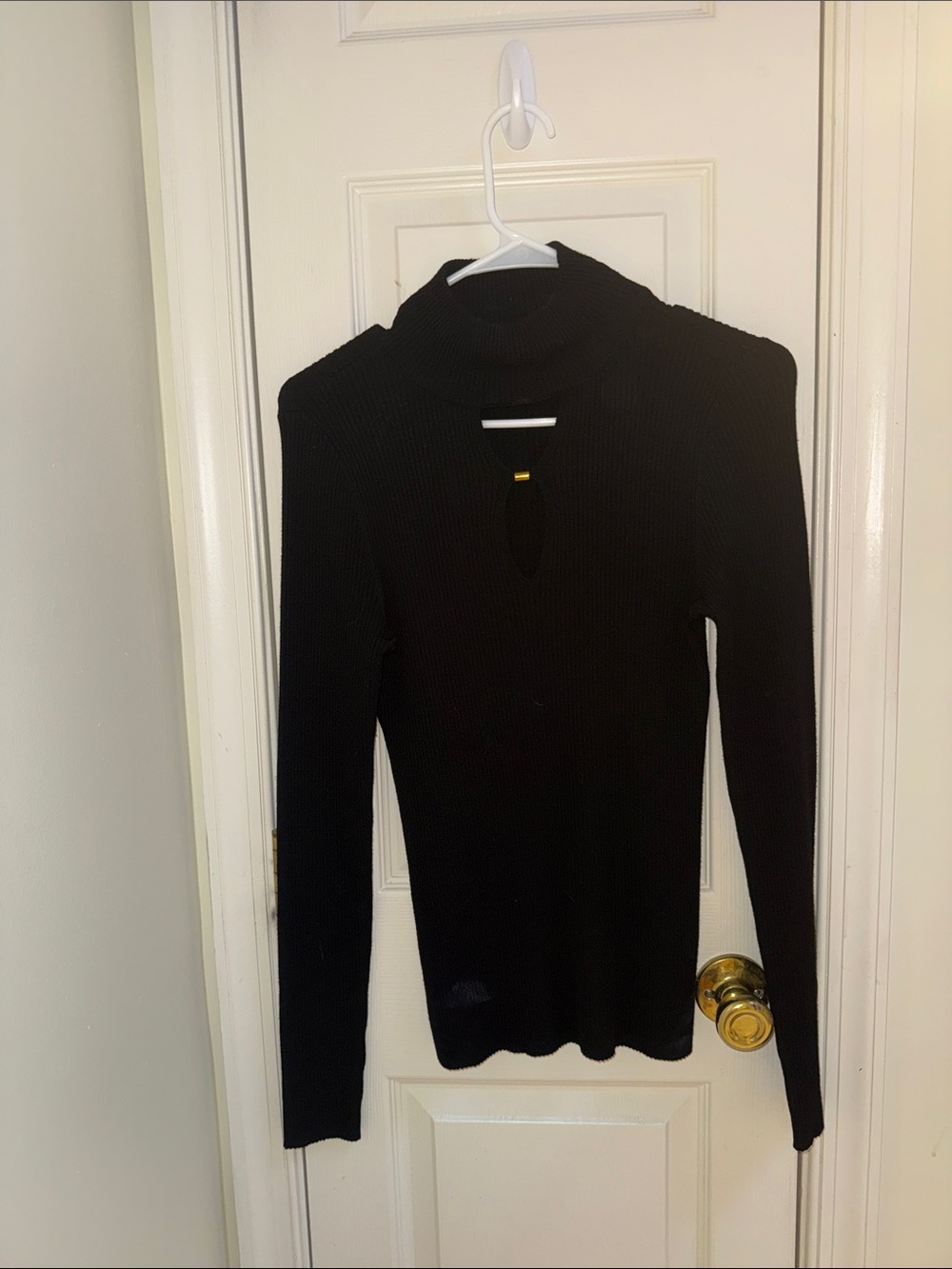 INC International Concepts Black Ribbed Keyhole Turtleneck Sweater